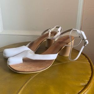 Jeffrey Campbell white leather sandals